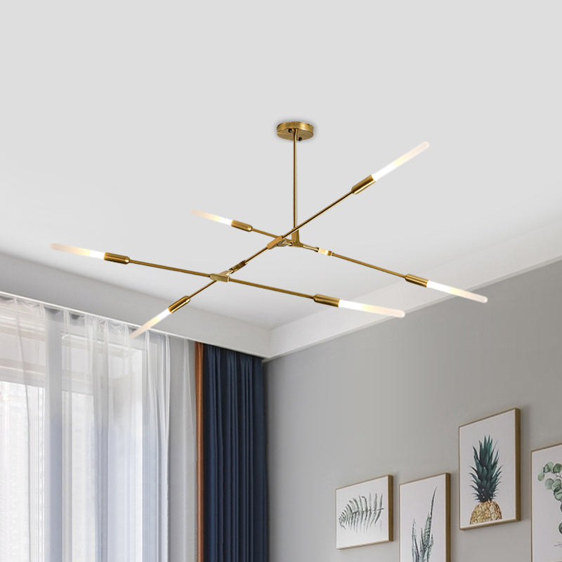 Linear Hanging Fixture Modern Metal 4/6/8 Lights Gold Ceiling Pendant Light with Opal Glass Shade Clearhalo 'Ceiling Lights' 'Chandeliers' 'Modern Chandeliers' 'Modern' Lighting' 598873