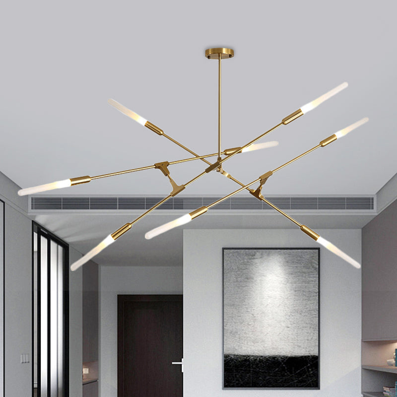 Linear Hanging Fixture Modern Metal 4/6/8 Lights Gold Ceiling Pendant Light with Opal Glass Shade 8 Gold Clearhalo 'Ceiling Lights' 'Chandeliers' 'Modern Chandeliers' 'Modern' Lighting' 598876