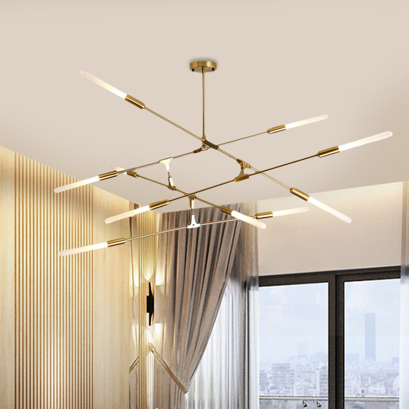 Linear Hanging Fixture Modern Metal 4/6/8 Lights Gold Ceiling Pendant Light with Opal Glass Shade Clearhalo 'Ceiling Lights' 'Chandeliers' 'Modern Chandeliers' 'Modern' Lighting' 598882