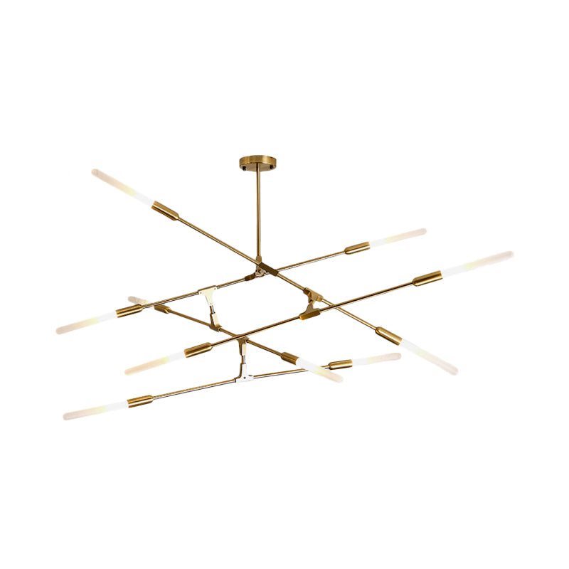 Linear Hanging Fixture Modern Metal 4/6/8 Lights Gold Ceiling Pendant Light with Opal Glass Shade Clearhalo 'Ceiling Lights' 'Chandeliers' 'Modern Chandeliers' 'Modern' Lighting' 598884