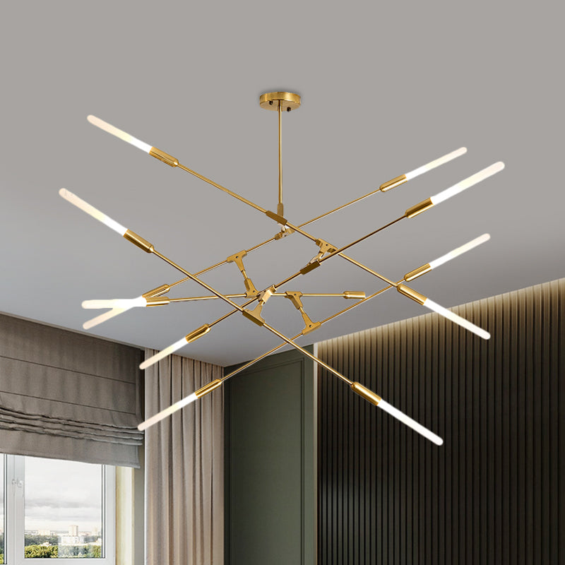 Linear Hanging Fixture Modern Metal 4/6/8 Lights Gold Ceiling Pendant Light with Opal Glass Shade Clearhalo 'Ceiling Lights' 'Chandeliers' 'Modern Chandeliers' 'Modern' Lighting' 598887