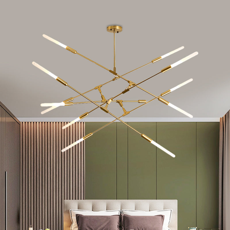 Linear Hanging Fixture Modern Metal 4/6/8 Lights Gold Ceiling Pendant Light with Opal Glass Shade Clearhalo 'Ceiling Lights' 'Chandeliers' 'Modern Chandeliers' 'Modern' Lighting' 598888