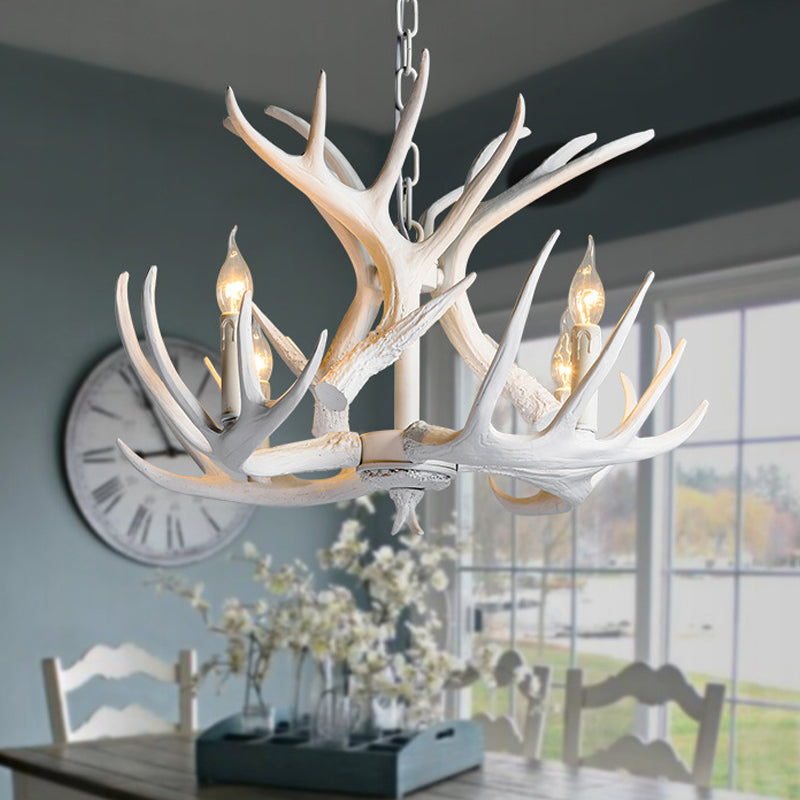 Resin Antler Hanging Chandelier Modern Style 4/6/9 Lights White Hanging Ceiling Light Clearhalo 'Ceiling Lights' 'Chandeliers' Lighting' options 598952