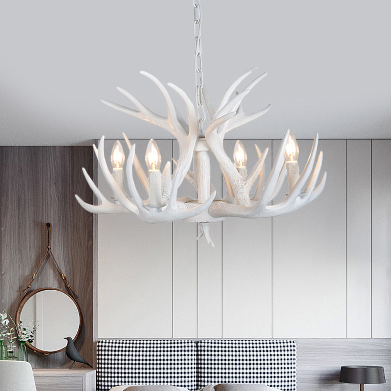 Resin Antler Hanging Chandelier Modern Style 4/6/9 Lights White Hanging Ceiling Light Clearhalo 'Ceiling Lights' 'Chandeliers' Lighting' options 598953