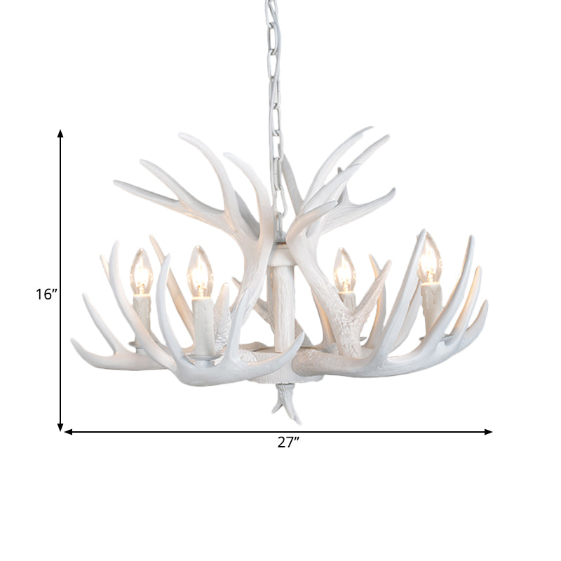 Resin Antler Hanging Chandelier Modern Style 4/6/9 Lights White Hanging Ceiling Light Clearhalo 'Ceiling Lights' 'Chandeliers' Lighting' options 598955