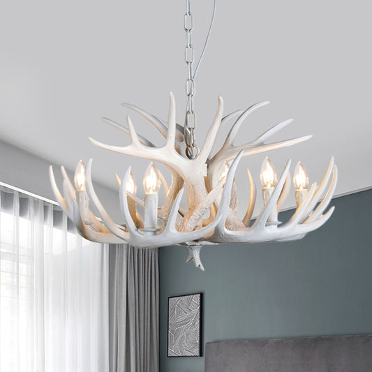 Resin Antler Hanging Chandelier Modern Style 4/6/9 Lights White Hanging Ceiling Light Clearhalo 'Ceiling Lights' 'Chandeliers' Lighting' options 598956