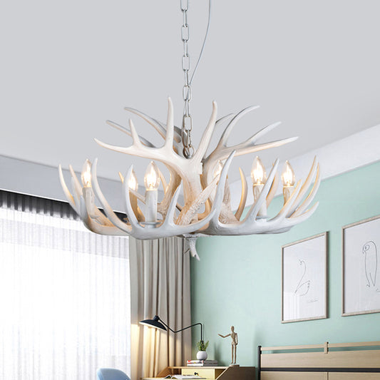 Resin Antler Hanging Chandelier Modern Style 4/6/9 Lights White Hanging Ceiling Light Clearhalo 'Ceiling Lights' 'Chandeliers' Lighting' options 598957