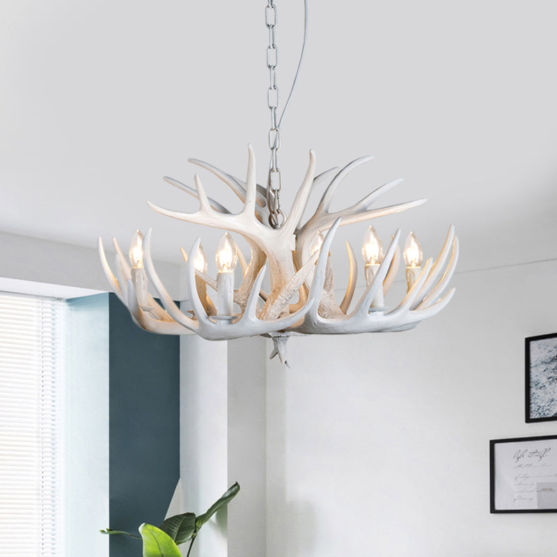 Resin Antler Hanging Chandelier Modern Style 4/6/9 Lights White Hanging Ceiling Light Clearhalo 'Ceiling Lights' 'Chandeliers' Lighting' options 598958