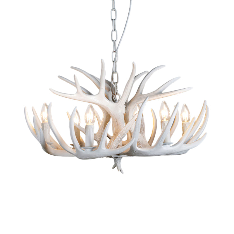 Resin Antler Hanging Chandelier Modern Style 4/6/9 Lights White Hanging Ceiling Light Clearhalo 'Ceiling Lights' 'Chandeliers' Lighting' options 598959