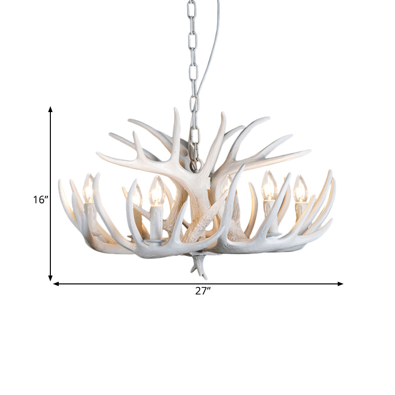 Resin Antler Hanging Chandelier Modern Style 4/6/9 Lights White Hanging Ceiling Light Clearhalo 'Ceiling Lights' 'Chandeliers' Lighting' options 598960