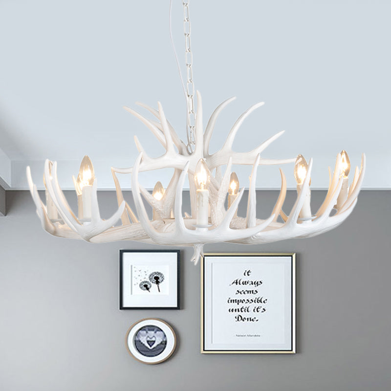 Resin Antler Hanging Chandelier Modern Style 4/6/9 Lights White Hanging Ceiling Light Clearhalo 'Ceiling Lights' 'Chandeliers' Lighting' options 598961