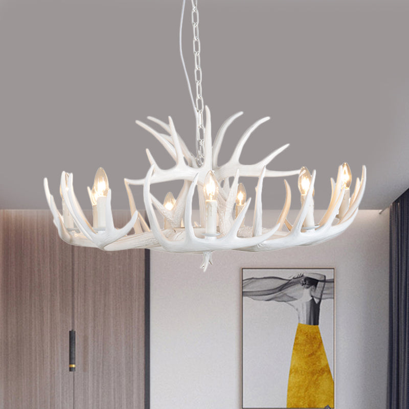 Resin Antler Hanging Chandelier Modern Style 4/6/9 Lights White Hanging Ceiling Light Clearhalo 'Ceiling Lights' 'Chandeliers' Lighting' options 598962