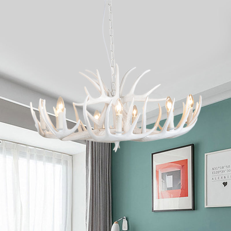 Resin Antler Hanging Chandelier Modern Style 4/6/9 Lights White Hanging Ceiling Light Clearhalo 'Ceiling Lights' 'Chandeliers' Lighting' options 598963
