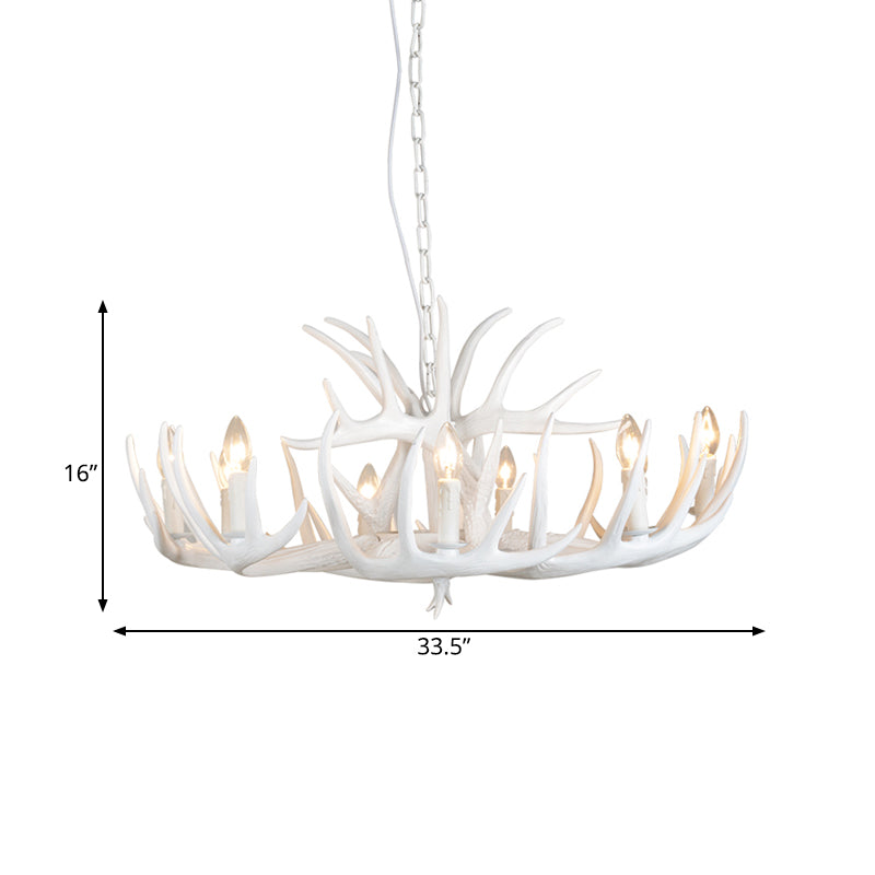 Resin Antler Hanging Chandelier Modern Style 4/6/9 Lights White Hanging Ceiling Light Clearhalo 'Ceiling Lights' 'Chandeliers' Lighting' options 598965