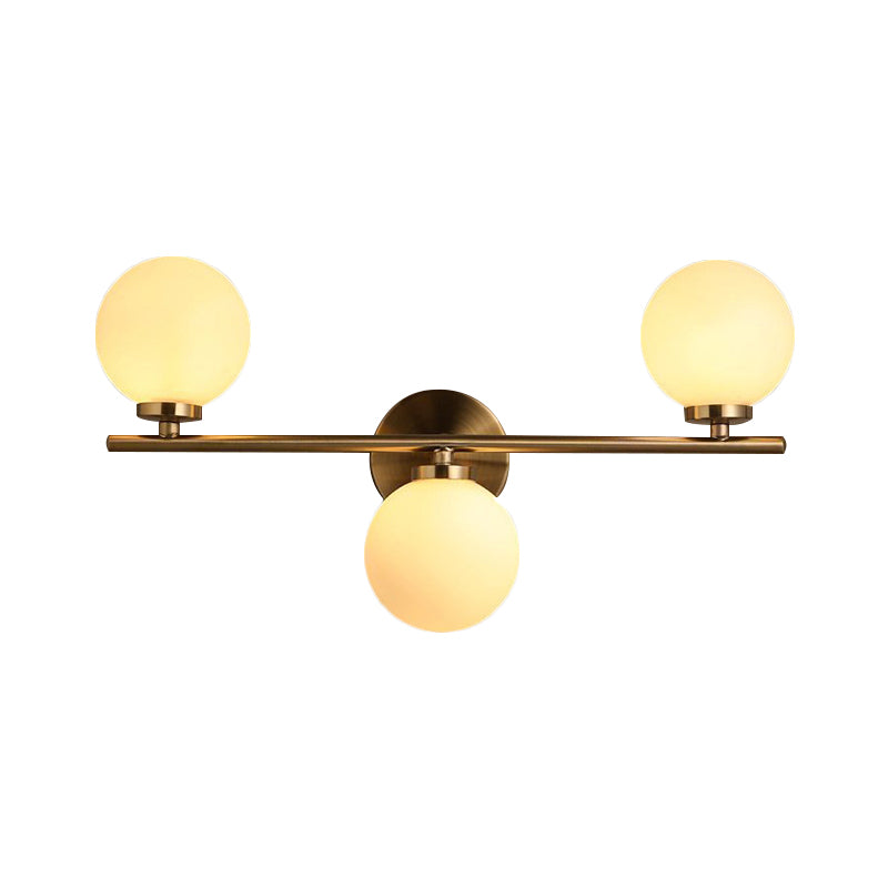 Gold Round Wall Sconce Modernist 3 Lights White Glass Led Flush Mount Wall Sconce with Linear Design Clearhalo 'Cast Iron' 'Glass' 'Industrial' 'Modern wall lights' 'Modern' 'Tiffany' 'Traditional wall lights' 'Wall Lamps & Sconces' 'Wall Lights' Lighting' 599363