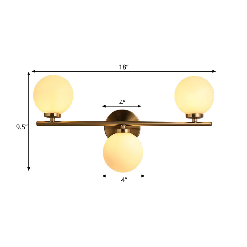 Gold Round Wall Sconce Modernist 3 Lights White Glass Led Flush Mount Wall Sconce with Linear Design Clearhalo 'Cast Iron' 'Glass' 'Industrial' 'Modern wall lights' 'Modern' 'Tiffany' 'Traditional wall lights' 'Wall Lamps & Sconces' 'Wall Lights' Lighting' 599364