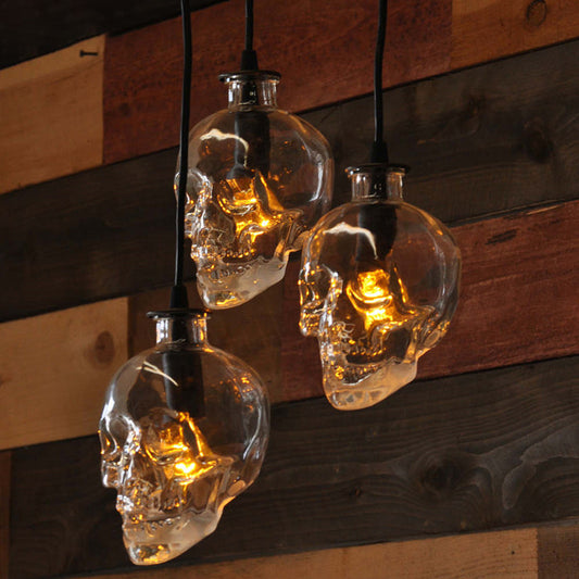 Skull Shade Bar Hanging Light Kit Industrial Clear Glass 1 Light Black Pendant Lighting Clear Clearhalo 'Ceiling Lights' 'Glass shade' 'Glass' 'Industrial Pendants' 'Industrial' 'Middle Century Pendants' 'Pendant Lights' 'Pendants' 'Tiffany' Lighting' 599655