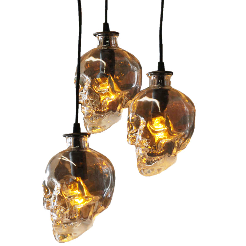 Skull Shade Bar Hanging Light Kit Industrial Clear Glass 1 Light Black Pendant Lighting Clearhalo 'Ceiling Lights' 'Glass shade' 'Glass' 'Industrial Pendants' 'Industrial' 'Middle Century Pendants' 'Pendant Lights' 'Pendants' 'Tiffany' Lighting' 599657