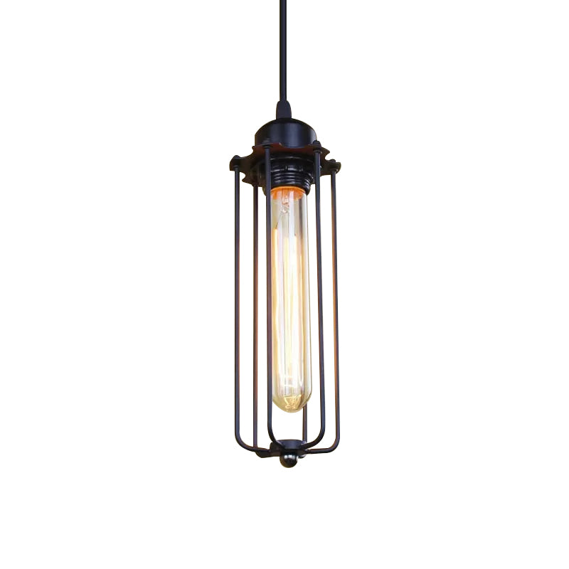 Black Finish 1 Light Ceiling Light Farmhouse Stylish Metallic Wire Cage Pendant Ceiling Light for Hallway Clearhalo 'Ceiling Lights' 'Modern Pendants' 'Modern' 'Pendant Lights' 'Pendants' Lighting' 599672