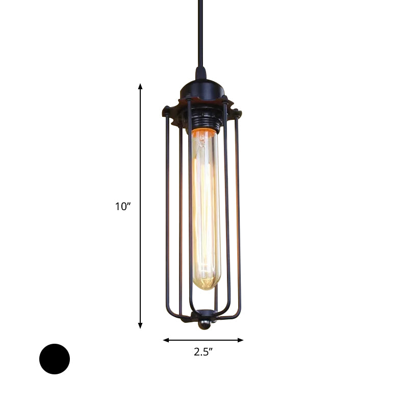 Black Finish 1 Light Ceiling Light Farmhouse Stylish Metallic Wire Cage Pendant Ceiling Light for Hallway Clearhalo 'Ceiling Lights' 'Modern Pendants' 'Modern' 'Pendant Lights' 'Pendants' Lighting' 599673