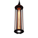 Black/Bronze Cylinder Pendant Light Industrial Metal 1 Light Bedroom Hanging Lamp Fixture with Cage Shade Clearhalo 'Ceiling Lights' 'Modern Pendants' 'Modern' 'Pendant Lights' 'Pendants' Lighting' 599677