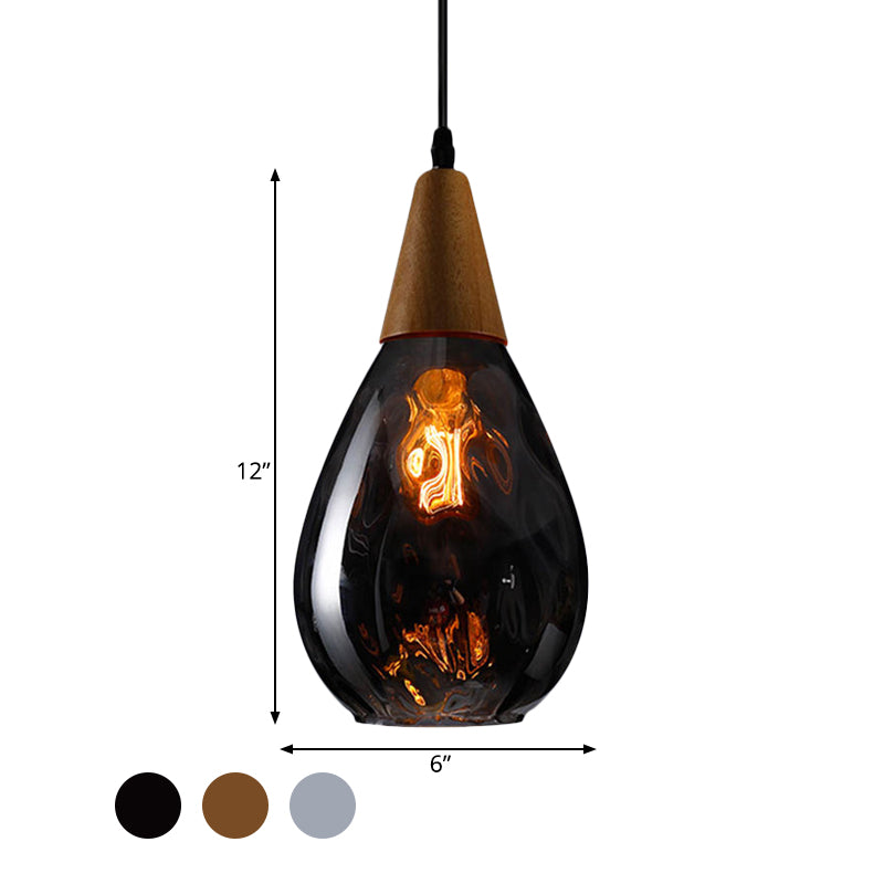 6"/8" Wide Teardrop Pendant Lamp Modernist Style Amber/Clear Dimpled Glass 1 Light Indoor Hanging Light Fixture Clearhalo 'Ceiling Lights' 'Glass shade' 'Glass' 'Modern Pendants' 'Modern' 'Pendant Lights' 'Pendants' Lighting' 599714