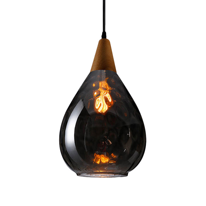 6"/8" Wide Teardrop Pendant Lamp Modernist Style Amber/Clear Dimpled Glass 1 Light Indoor Hanging Light Fixture Clearhalo 'Ceiling Lights' 'Glass shade' 'Glass' 'Modern Pendants' 'Modern' 'Pendant Lights' 'Pendants' Lighting' 599726