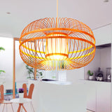 Bamboo Lantern Shade Suspension Lamp Modern Single Light Ceiling Pendant in Wood Clearhalo 'Ceiling Lights' 'Pendant Lights' 'Pendants' Lighting' 599824