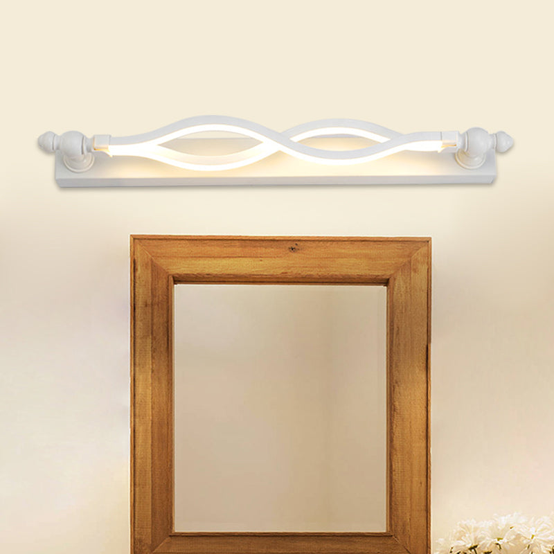 Twist Acrylic Vanity Light Modern 1 Light White LED Mirror Sconce in Warm/White/Natural Light, 20.5"/24" Wide White 20.5" Clearhalo 'Modern wall lights' 'Modern' 'Vanity Lights' 'Wall Lights' Lighting' 599840