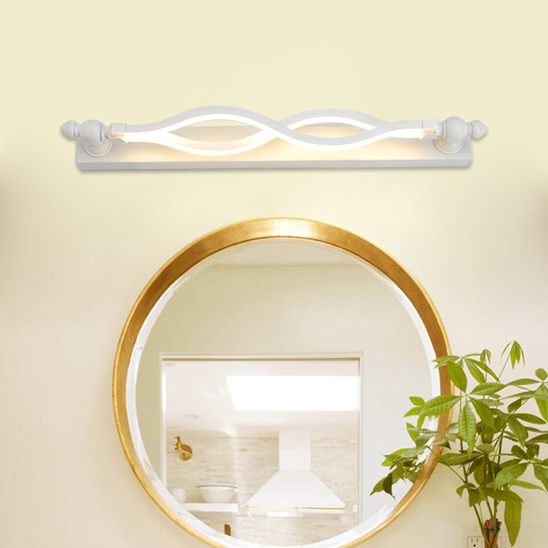 Twist Acrylic Vanity Light Modern 1 Light White LED Mirror Sconce in Warm/White/Natural Light, 20.5"/24" Wide Clearhalo 'Modern wall lights' 'Modern' 'Vanity Lights' 'Wall Lights' Lighting' 599841