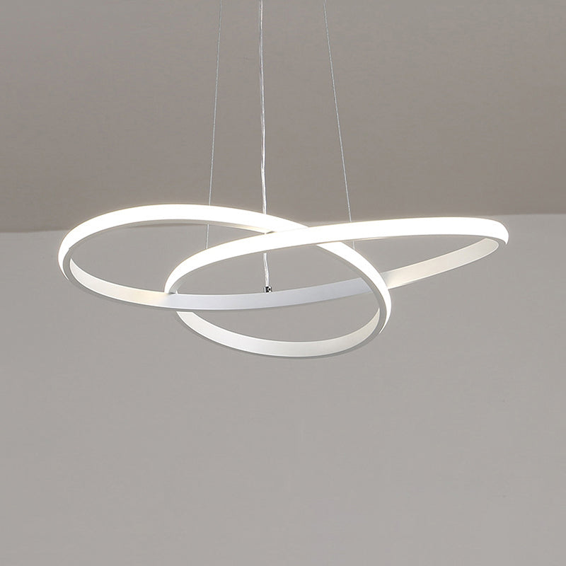 LED Dining Room Pendant Ceiling Light with Seamless Curved Acrylic Shade White Chandelier in White/Warm Light Clearhalo 'Ceiling Lights' 'Chandeliers' 'Modern Chandeliers' 'Modern' Lighting' 599852