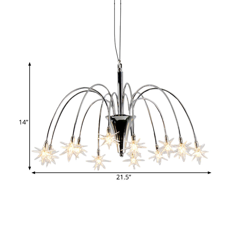 Star Shaped Chandelier Lighting Modern Style Clear Crystal 12/18 Lights Silver Finish Pendant Light Clearhalo 'Ceiling Lights' 'Chandeliers' 'Modern Chandeliers' 'Modern' Lighting' 599891