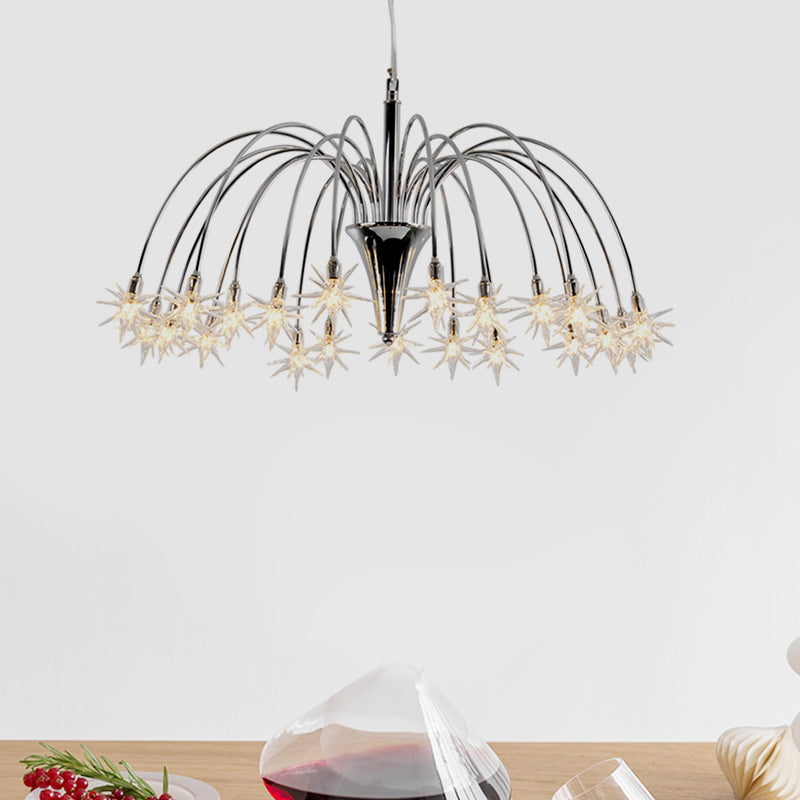 Star Shaped Chandelier Lighting Modern Style Clear Crystal 12/18 Lights Silver Finish Pendant Light Clearhalo 'Ceiling Lights' 'Chandeliers' 'Modern Chandeliers' 'Modern' Lighting' 599898