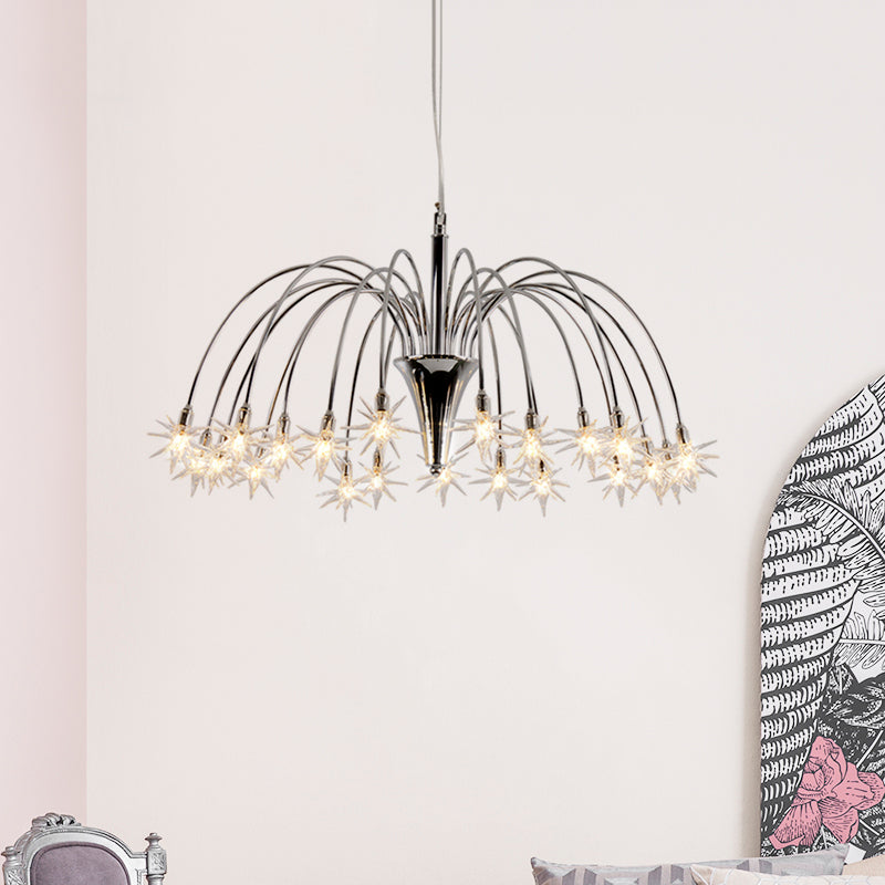 Star Shaped Chandelier Lighting Modern Style Clear Crystal 12/18 Lights Silver Finish Pendant Light Clearhalo 'Ceiling Lights' 'Chandeliers' 'Modern Chandeliers' 'Modern' Lighting' 599899