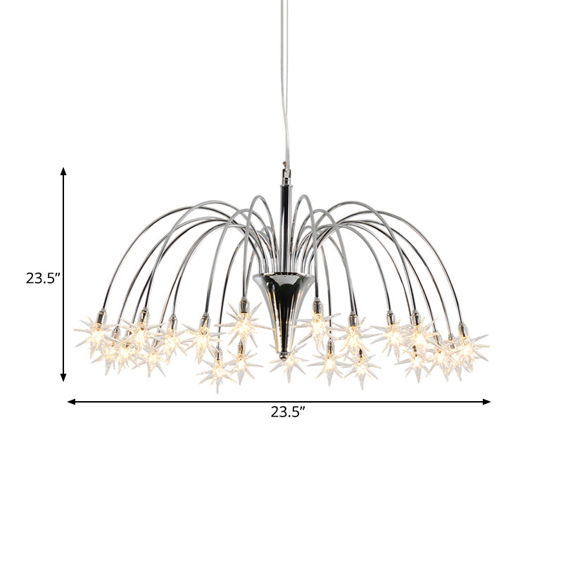 Star Shaped Chandelier Lighting Modern Style Clear Crystal 12/18 Lights Silver Finish Pendant Light Clearhalo 'Ceiling Lights' 'Chandeliers' 'Modern Chandeliers' 'Modern' Lighting' 599901