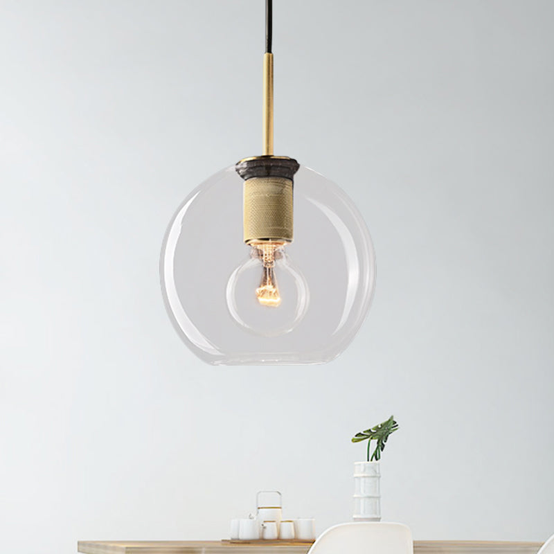 Black/Brass/Chrome Triangle/Round Pendant Lamp Post Modernist 1 Light Clear Glass Ceiling Light Fixture Brass Round Clearhalo 'Ceiling Lights' 'Glass shade' 'Glass' 'Modern Pendants' 'Modern' 'Pendant Lights' 'Pendants' Lighting' 599943