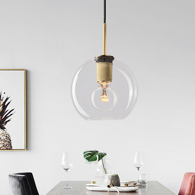 Black/Brass/Chrome Triangle/Round Pendant Lamp Post Modernist 1 Light Clear Glass Ceiling Light Fixture Clearhalo 'Ceiling Lights' 'Glass shade' 'Glass' 'Modern Pendants' 'Modern' 'Pendant Lights' 'Pendants' Lighting' 599944