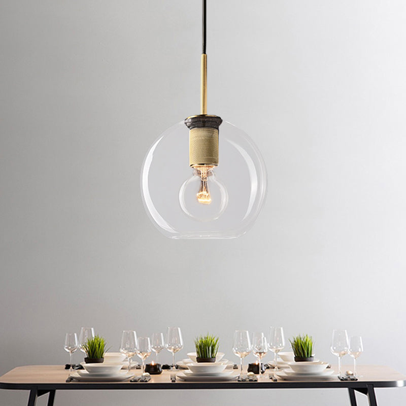 Black/Brass/Chrome Triangle/Round Pendant Lamp Post Modernist 1 Light Clear Glass Ceiling Light Fixture Clearhalo 'Ceiling Lights' 'Glass shade' 'Glass' 'Modern Pendants' 'Modern' 'Pendant Lights' 'Pendants' Lighting' 599945