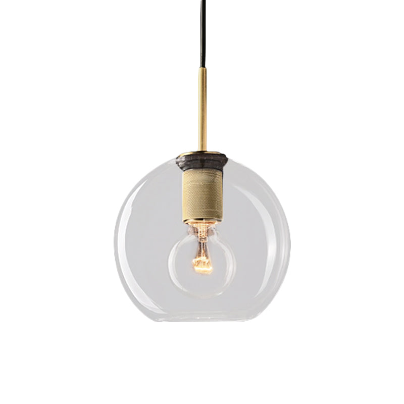 Black/Brass/Chrome Triangle/Round Pendant Lamp Post Modernist 1 Light Clear Glass Ceiling Light Fixture Clearhalo 'Ceiling Lights' 'Glass shade' 'Glass' 'Modern Pendants' 'Modern' 'Pendant Lights' 'Pendants' Lighting' 599946