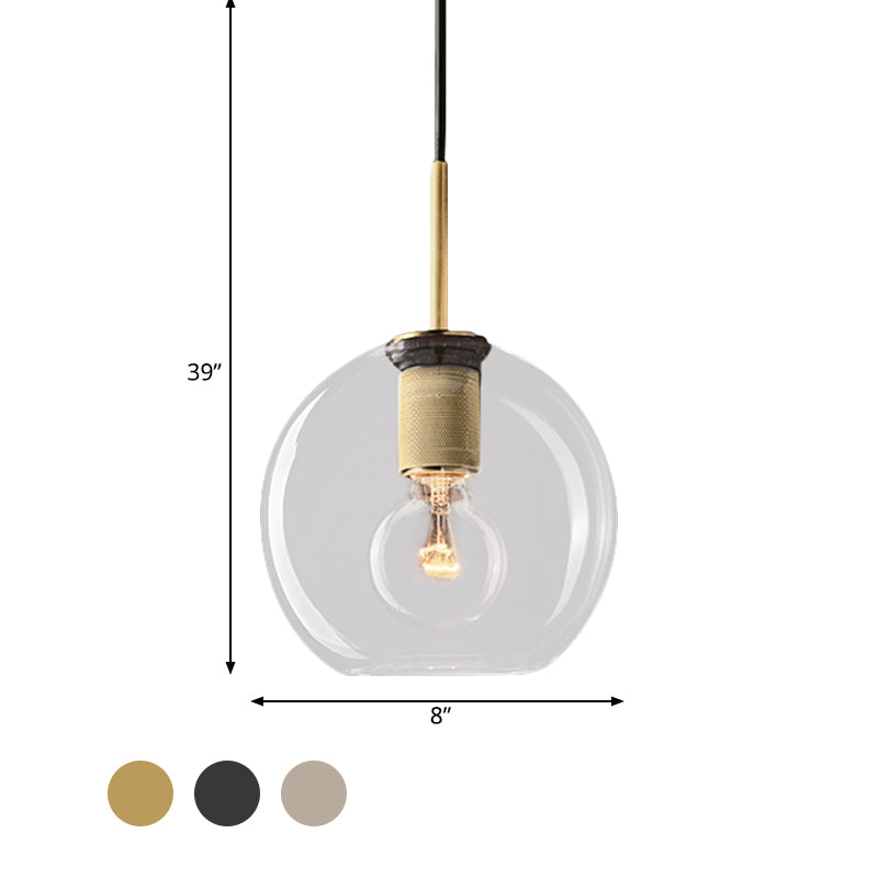 Black/Brass/Chrome Triangle/Round Pendant Lamp Post Modernist 1 Light Clear Glass Ceiling Light Fixture Clearhalo 'Ceiling Lights' 'Glass shade' 'Glass' 'Modern Pendants' 'Modern' 'Pendant Lights' 'Pendants' Lighting' 599947