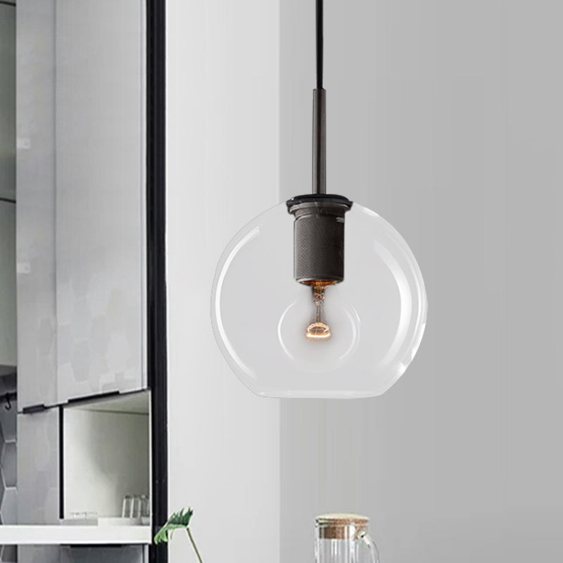 Black/Brass/Chrome Triangle/Round Pendant Lamp Post Modernist 1 Light Clear Glass Ceiling Light Fixture Clearhalo 'Ceiling Lights' 'Glass shade' 'Glass' 'Modern Pendants' 'Modern' 'Pendant Lights' 'Pendants' Lighting' 599949