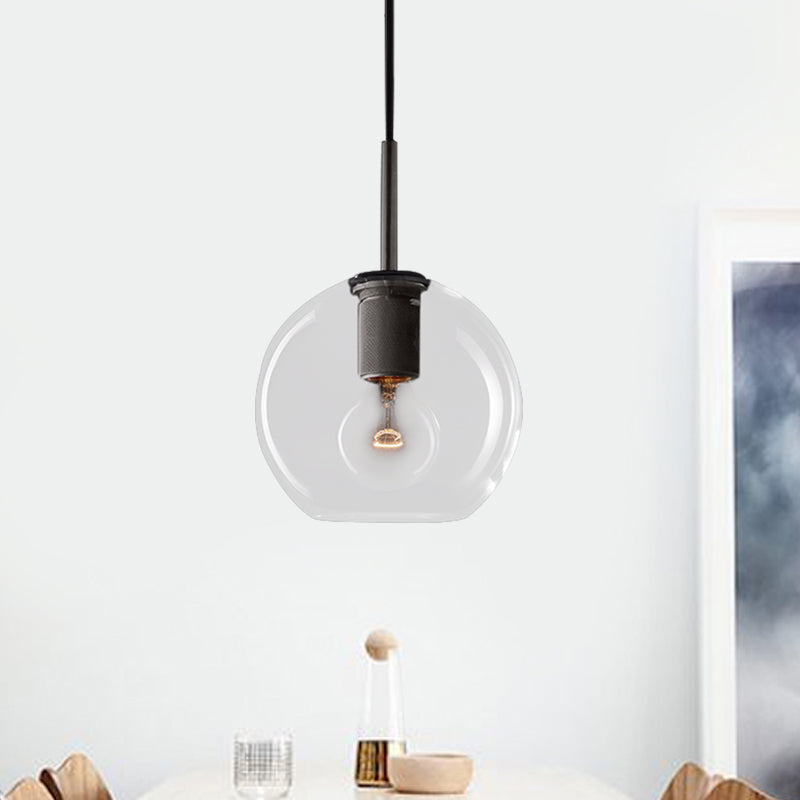 Black/Brass/Chrome Triangle/Round Pendant Lamp Post Modernist 1 Light Clear Glass Ceiling Light Fixture Clearhalo 'Ceiling Lights' 'Glass shade' 'Glass' 'Modern Pendants' 'Modern' 'Pendant Lights' 'Pendants' Lighting' 599950