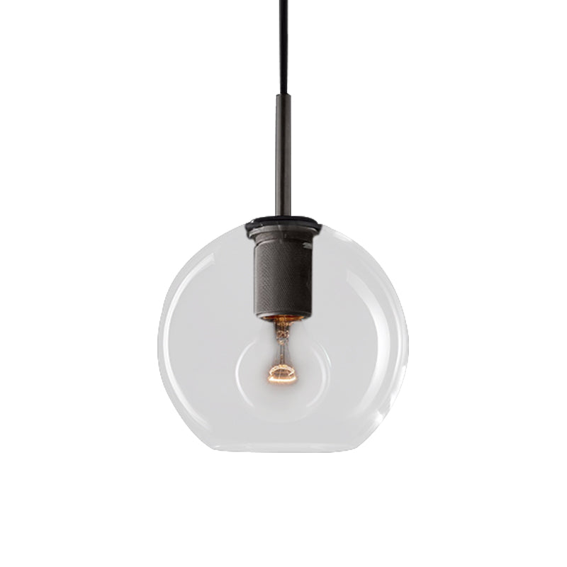 Black/Brass/Chrome Triangle/Round Pendant Lamp Post Modernist 1 Light Clear Glass Ceiling Light Fixture Clearhalo 'Ceiling Lights' 'Glass shade' 'Glass' 'Modern Pendants' 'Modern' 'Pendant Lights' 'Pendants' Lighting' 599951