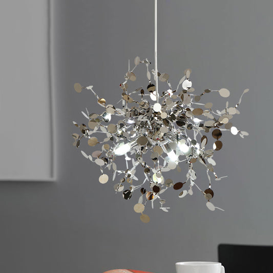 Modern Sputnik Pendant Light Fixture Metal LED Hanging Ceiling Light in Silver for Living Room Silver Clearhalo 'Ceiling Lights' 'Modern Pendants' 'Modern' 'Pendant Lights' 'Pendants' Lighting' 600017