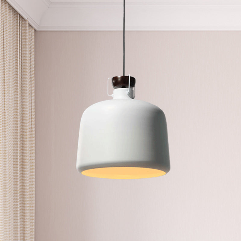 Cylinder Shade Metal Hanging Light Fixture Modernism 1 Bulb Living Room Pendant Ceiling Lamp with Adjustable Cord in White/Black White Clearhalo 'Ceiling Lights' 'Modern Pendants' 'Modern' 'Pendant Lights' 'Pendants' Lighting' 600044