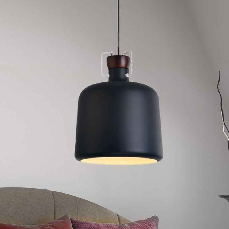 Cylinder Shade Metal Hanging Light Fixture Modernism 1 Bulb Living Room Pendant Ceiling Lamp with Adjustable Cord in White/Black Black Clearhalo 'Ceiling Lights' 'Modern Pendants' 'Modern' 'Pendant Lights' 'Pendants' Lighting' 600049