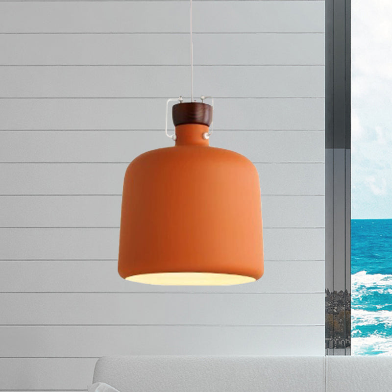 Cylinder Shade Metal Hanging Light Fixture Modernism 1 Bulb Living Room Pendant Ceiling Lamp with Adjustable Cord in White/Black Orange Clearhalo 'Ceiling Lights' 'Modern Pendants' 'Modern' 'Pendant Lights' 'Pendants' Lighting' 600052