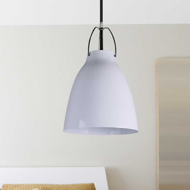 Modern Style Bell Ceiling Pendant 1 Head Metallic Hanging Light Fixture in Black/White for Dining Room White Clearhalo 'Ceiling Lights' 'Modern Pendants' 'Modern' 'Pendant Lights' 'Pendants' Lighting' 600071