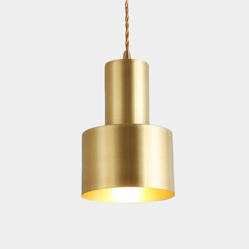 Blue/Black/Gold Cylindrical Shade Pendant Lamp Retro Style Metal 1 Head Bedroom Ceiling Pendant with Hanging Cord Clearhalo 'Ceiling Lights' 'Modern Pendants' 'Modern' 'Pendant Lights' 'Pendants' Lighting' 600095