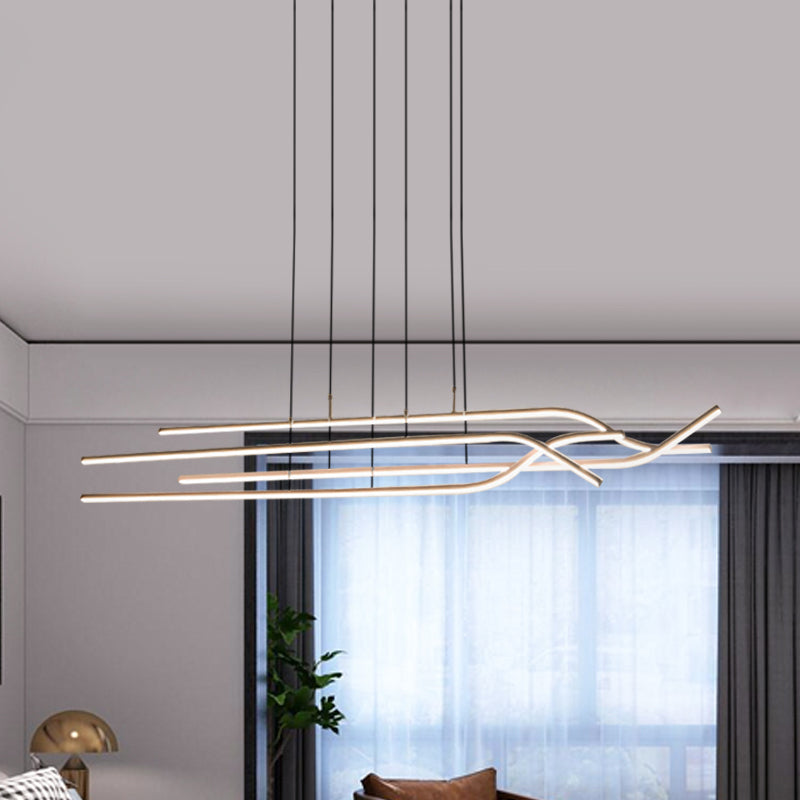 39"/47" Wide Simple Strip Chandelier Acrylic LED Dining Room Ceiling Pendant in Warm/White/Natural Light Clearhalo 'Ceiling Lights' 'Chandeliers' 'Modern Chandeliers' 'Modern' Lighting' 600120